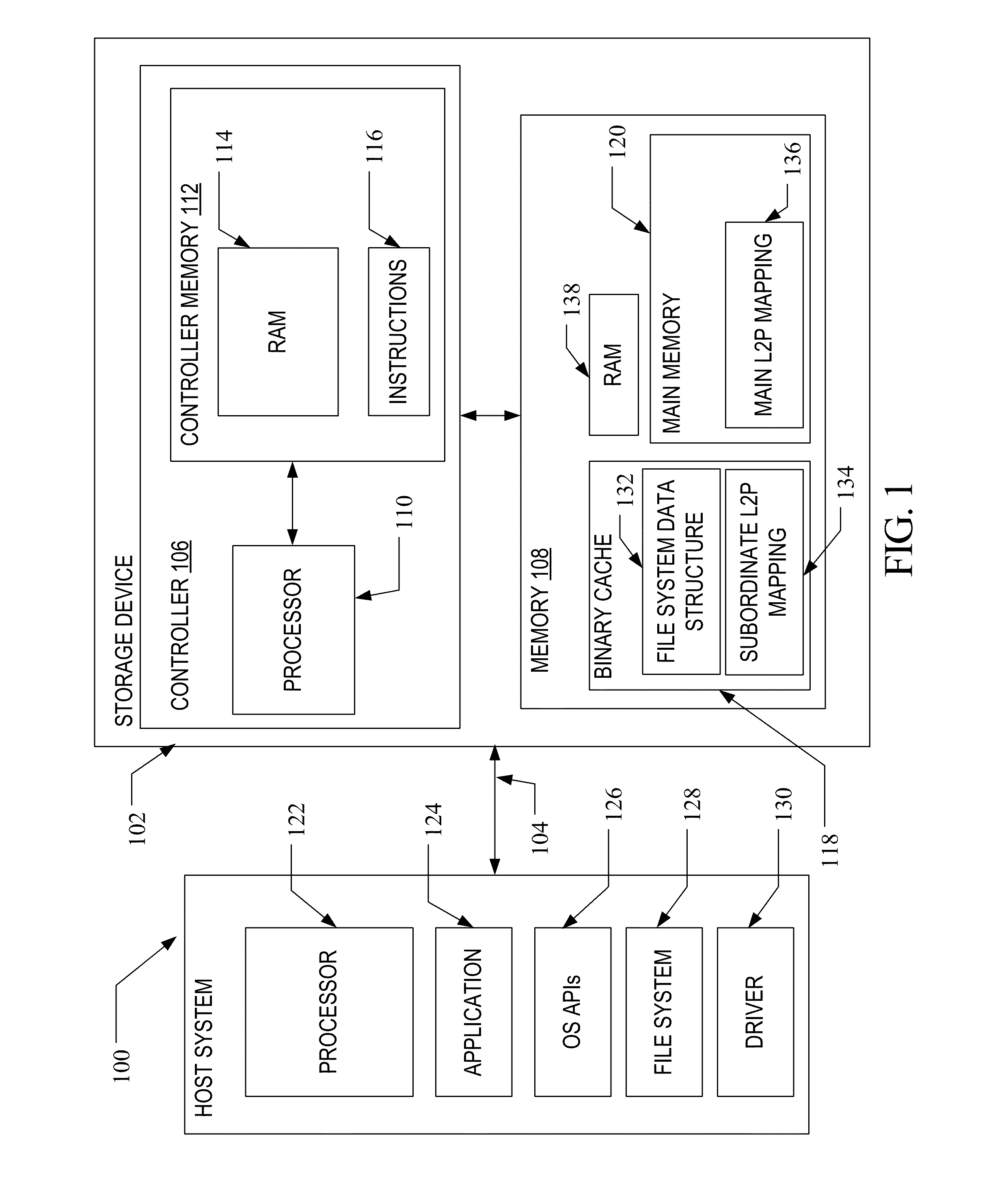 Usage of cache and write transaction information in a storage device