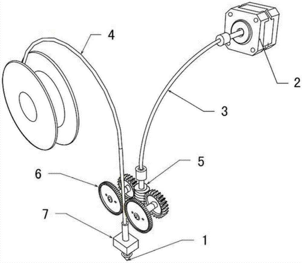 Extrusion device applied to fused deposition modeling high speed 3D (Three Dimensional) printer