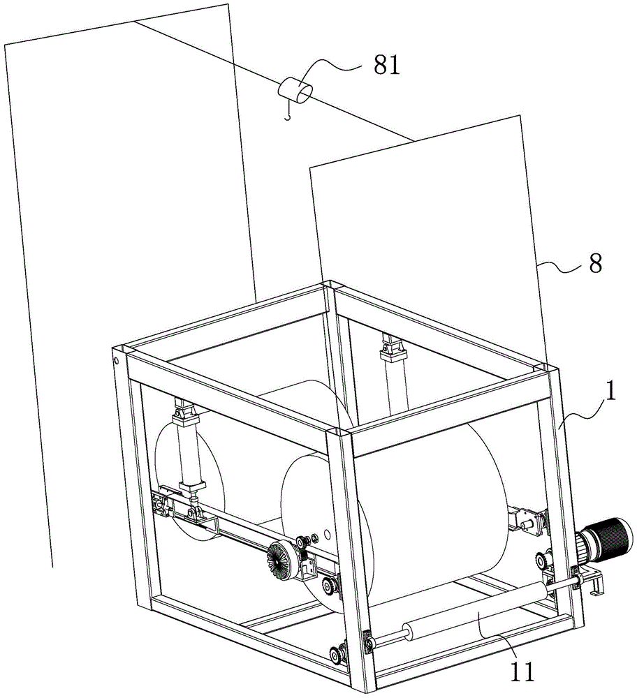 An unwinding device for a modified asphalt production line