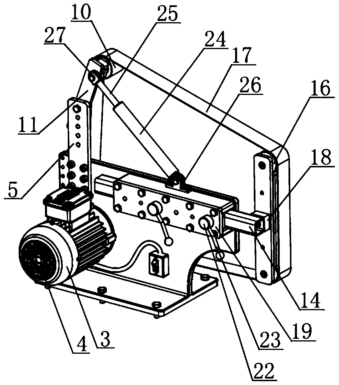 A driving belt debugging device for a belt conveyor