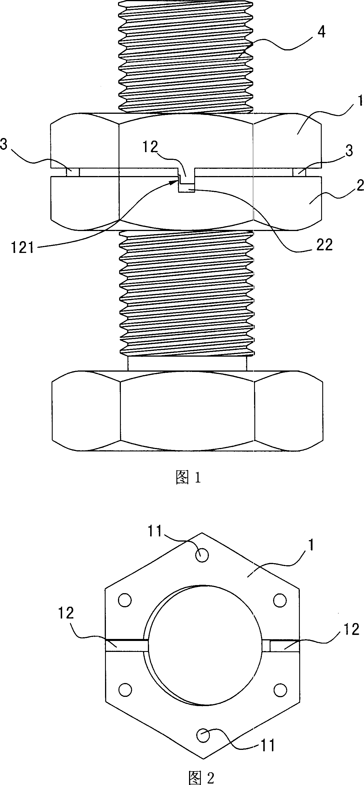 Antiskid pair of nut