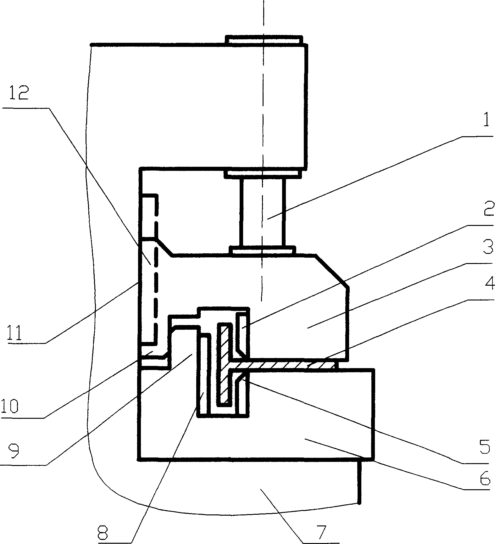 Push-in type clamping head bending die device in middle frame of cold frame bender