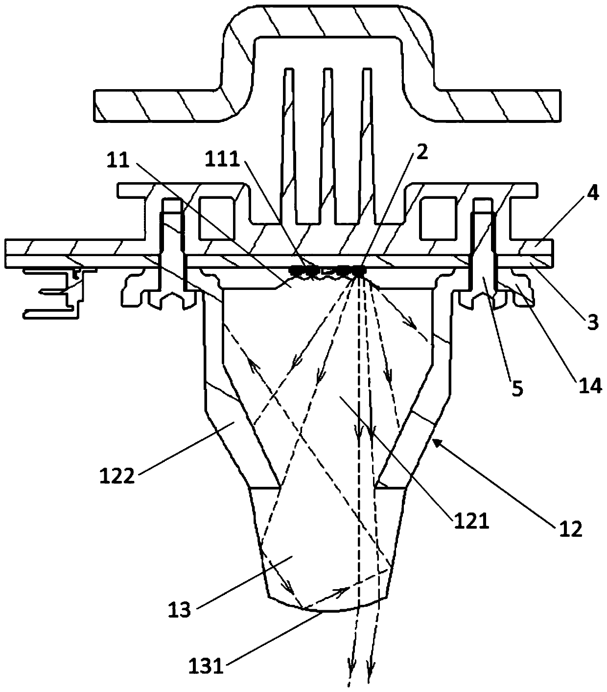 Vehicle lamp optical element, vehicle lamp module, vehicle headlamp and vehicle