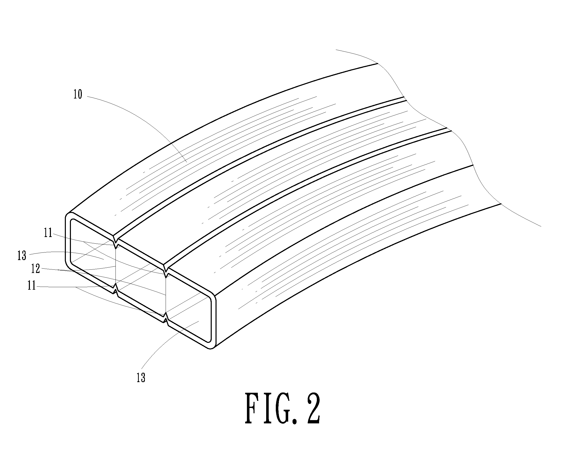 Flat pipe suitable for variable flow capacity