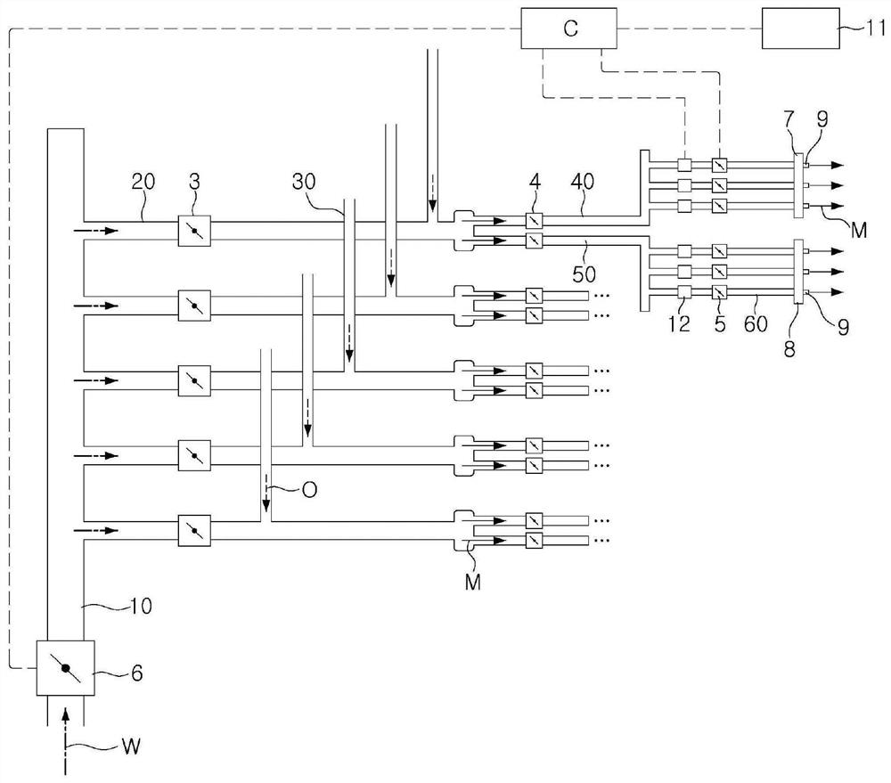 Mixed solution supply device for rolling equipment