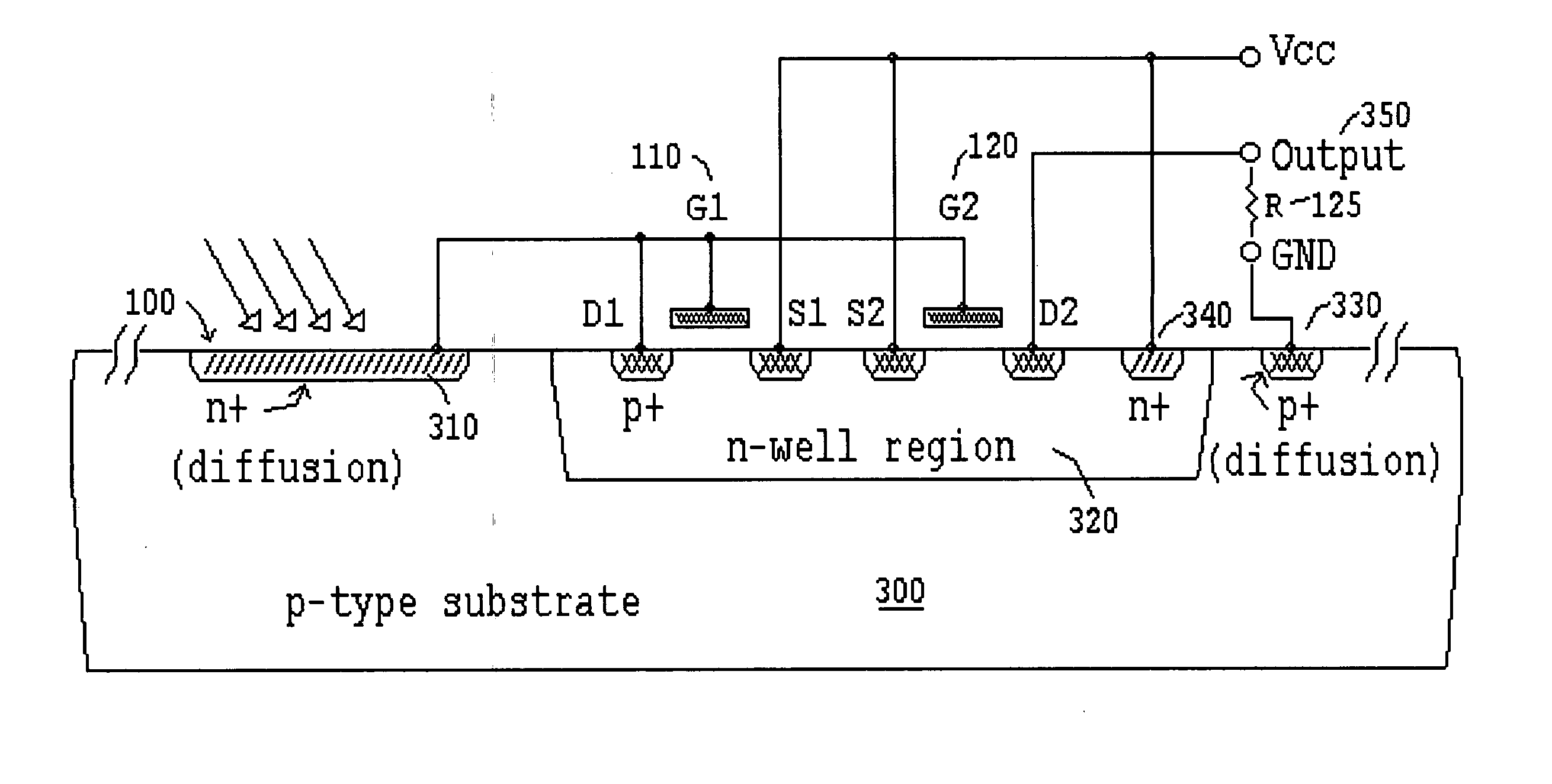 Simple CMOS light-to-current sensor