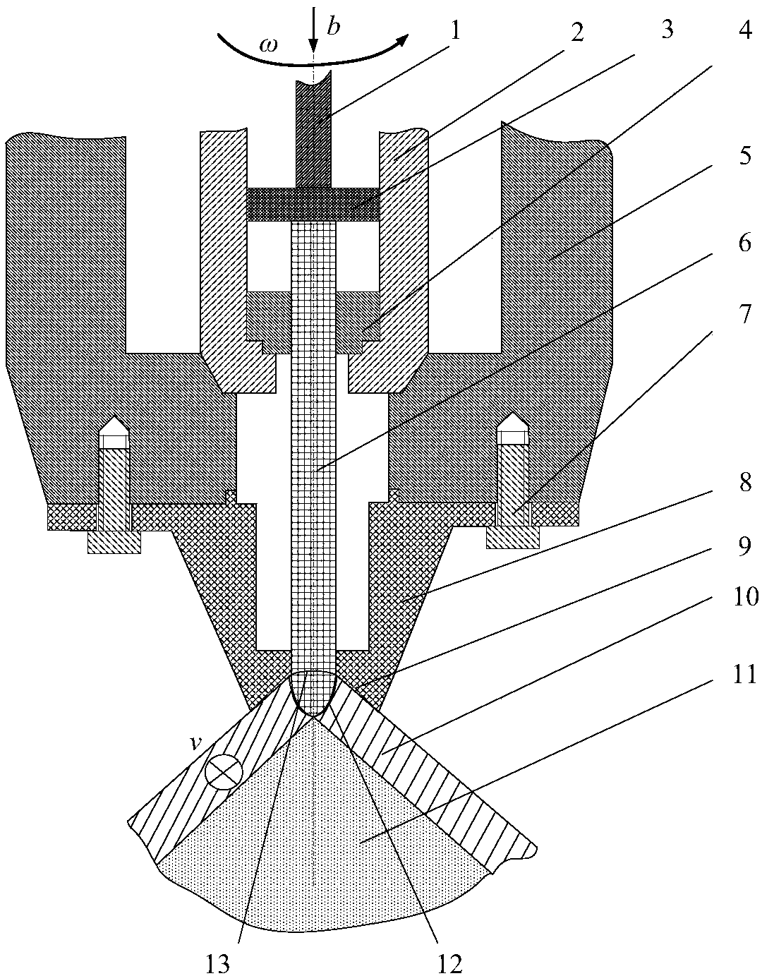 Stationary shaft shoulder friction stir welding method capable of coaxially adding materials by forming groove