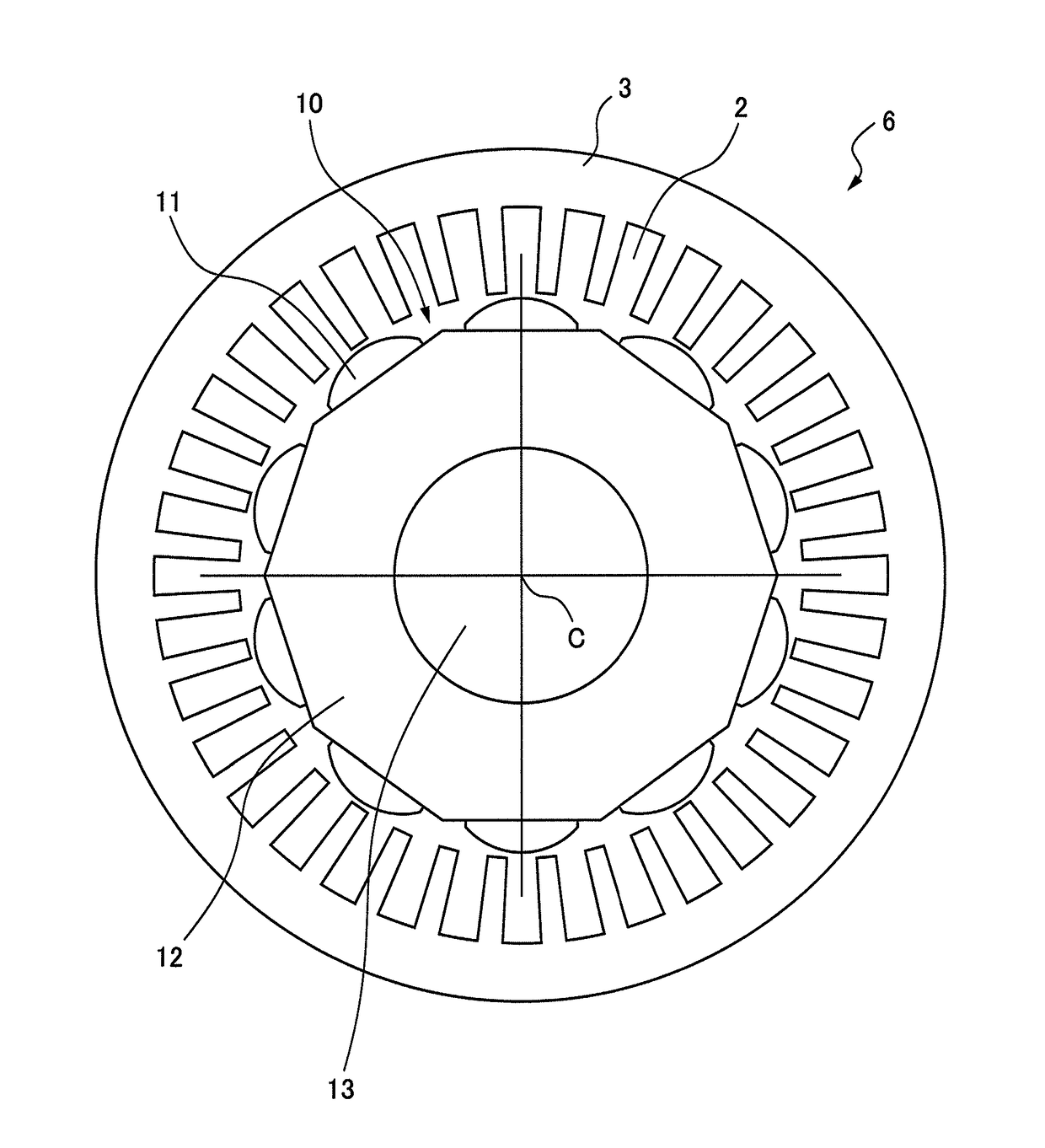 Electric motor having three-layer winding structure