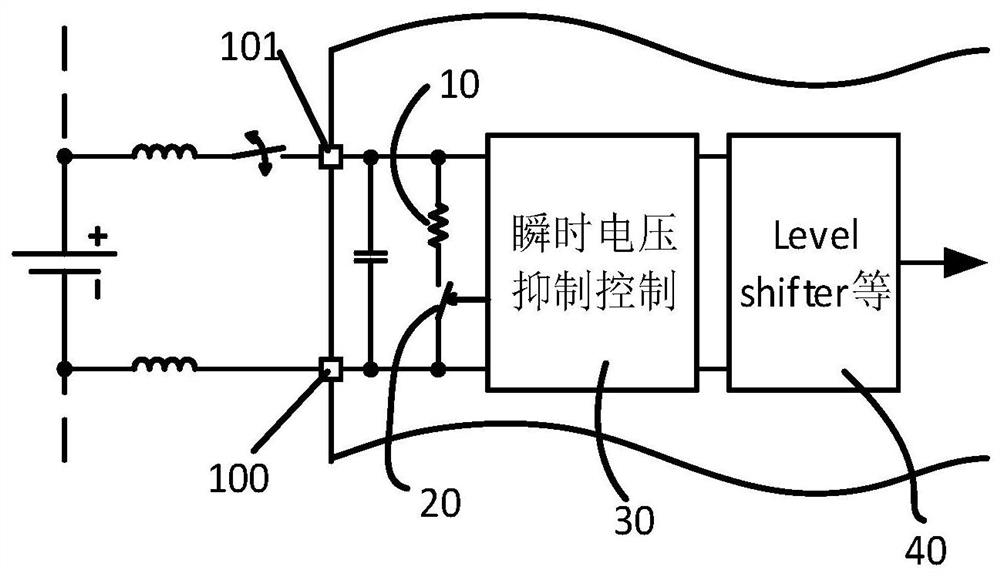 Voltage spike suppression circuit and battery protection circuit