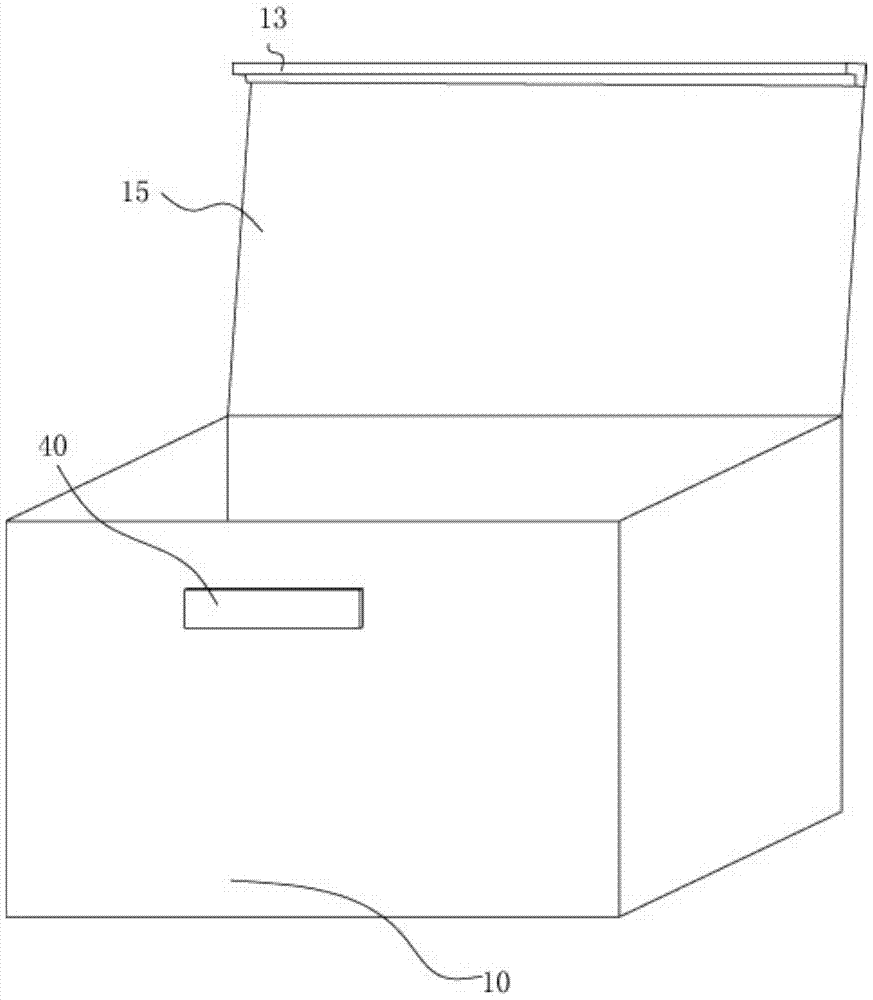 A corrugated cardboard box with a built-in limit slot and a replaceable label