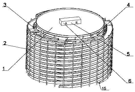 Three-dimensional garage structure with a plurality of entrances and exits cylindrical spiral ramp