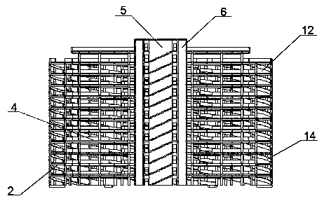 Three-dimensional garage structure with a plurality of entrances and exits cylindrical spiral ramp