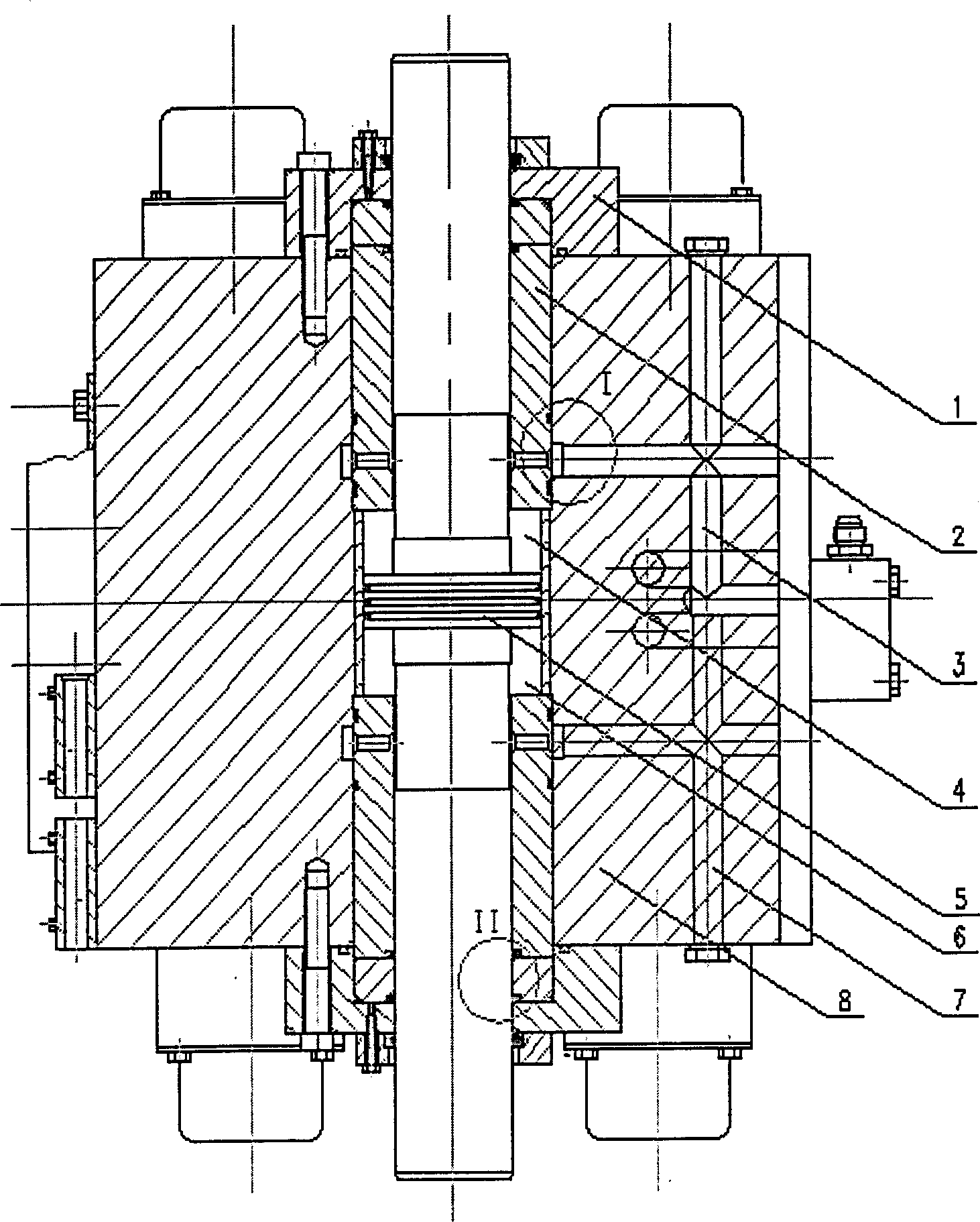 Double piston type controlled earthquake center vibrator