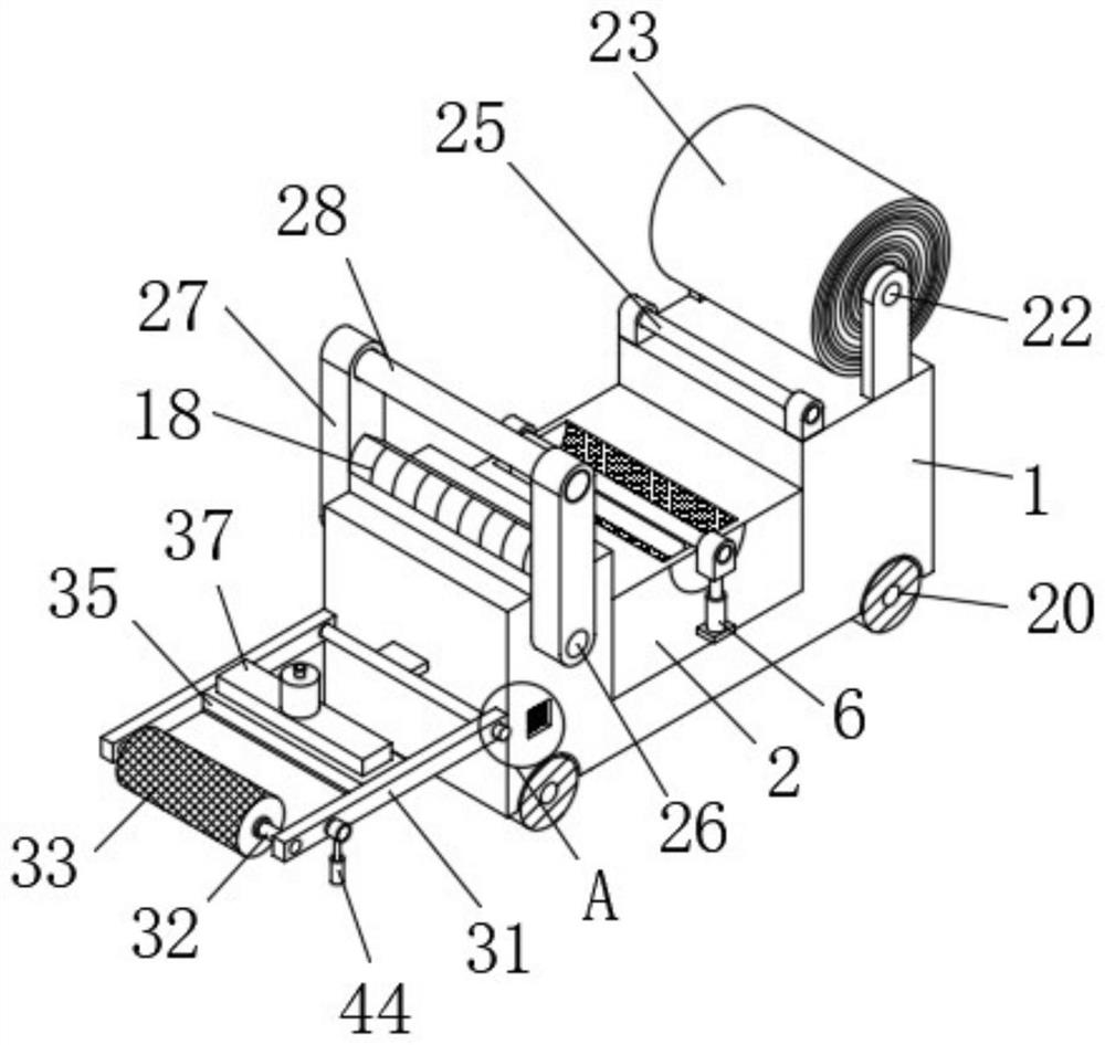 Waterproof roll laying device with adhesive glue immersed