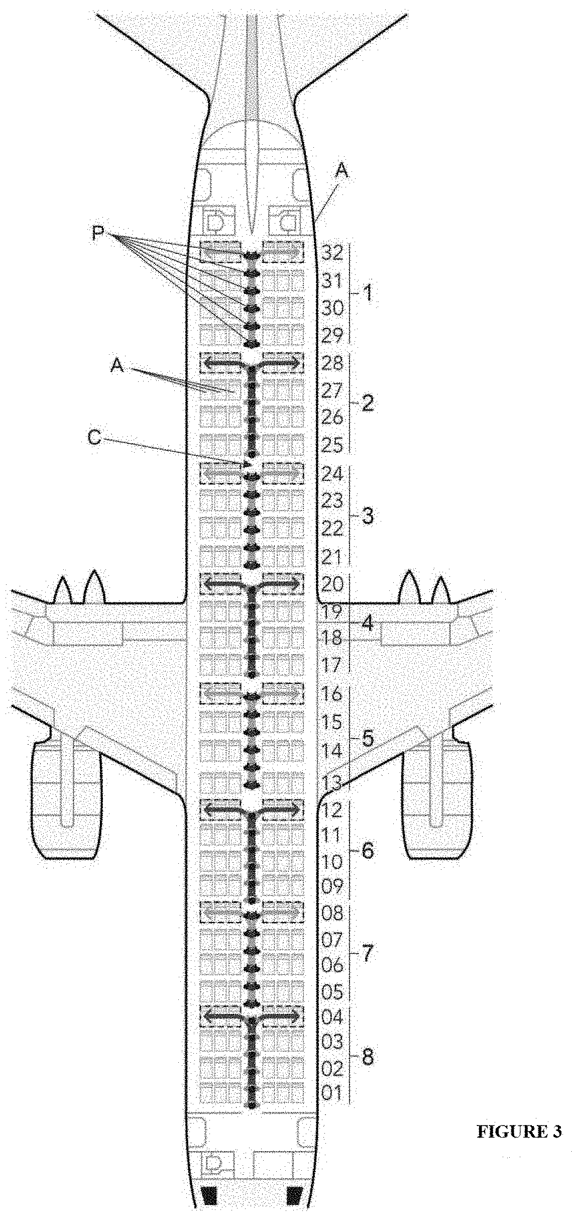 Method and system for informing, organizing, transporting, boarding and accommodating passengers in aircraft, equipment and related computer programs