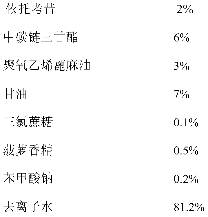 A kind of etoricoxib oral microemulsion preparation and preparation method thereof