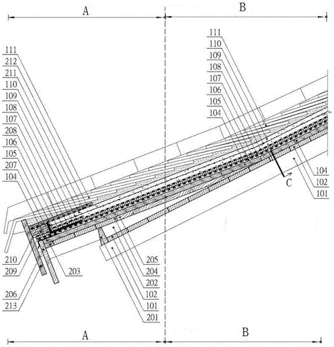 Antique building reinforced waterproof roof and construction method thereof