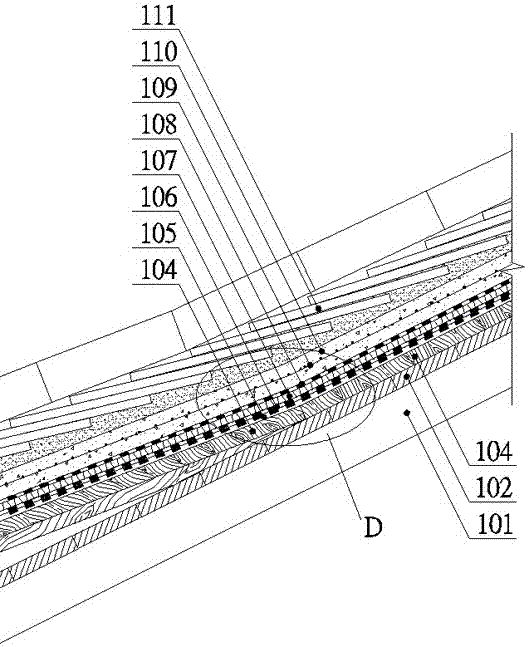 Antique building reinforced waterproof roof and construction method thereof