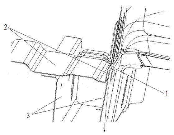 Welded structure of rear wheel hub assembly, rear floor and rear longitudinal beam of automobile