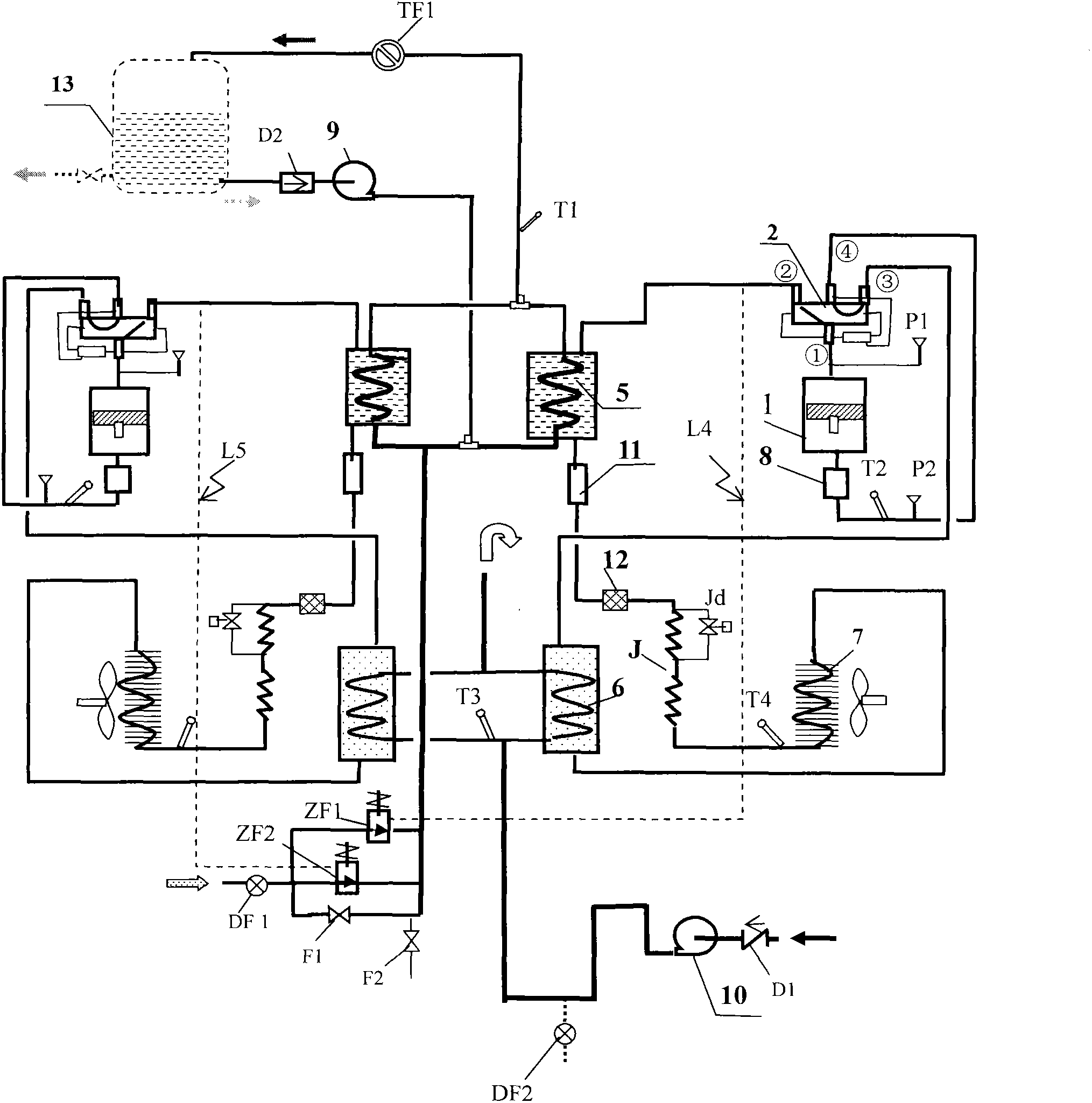 Double-source heat pump water heater and double-source heat pump heat cascade hot water application all-in-one machine