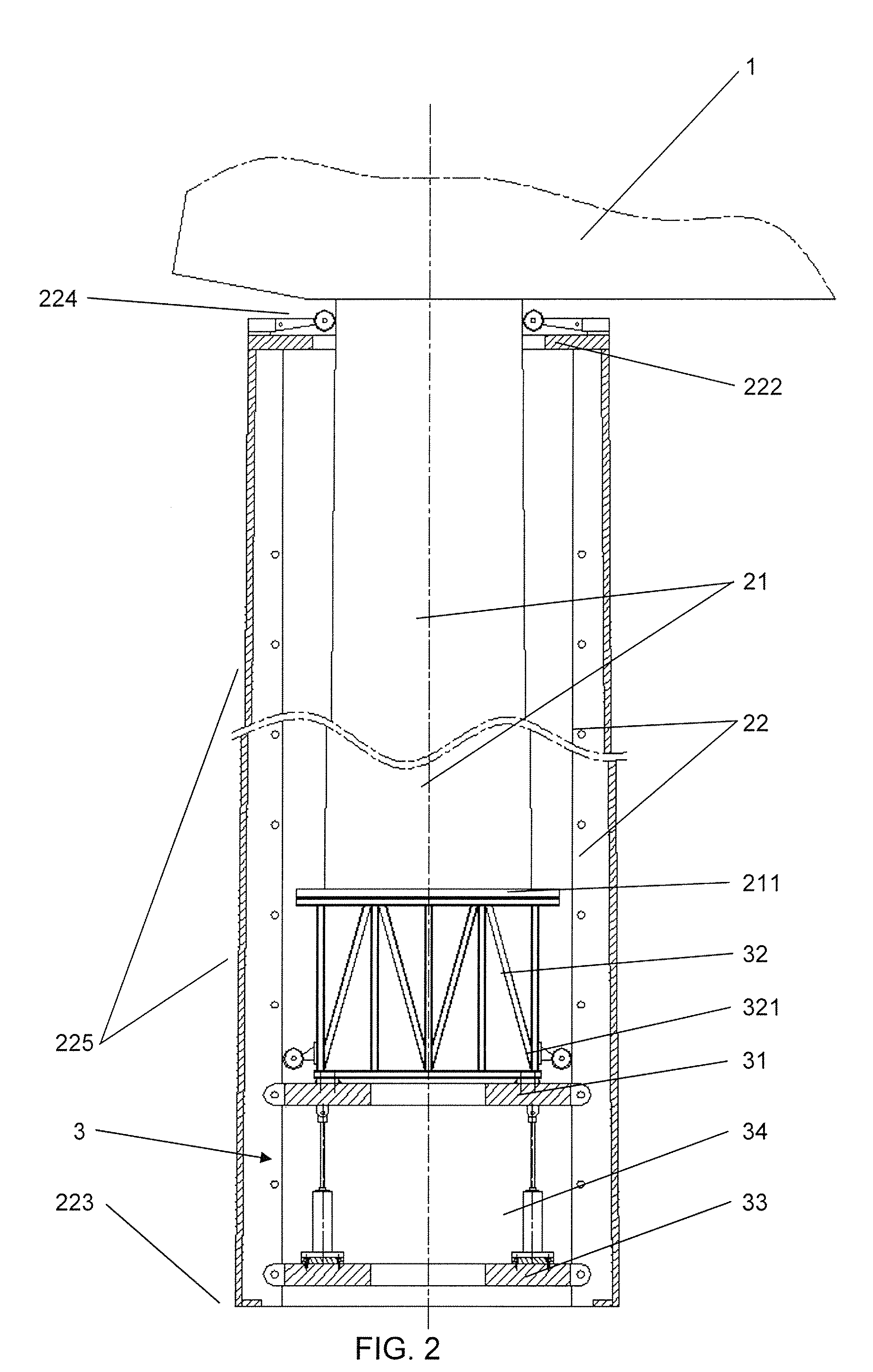 Lifting device for the assembly of a wind turbine