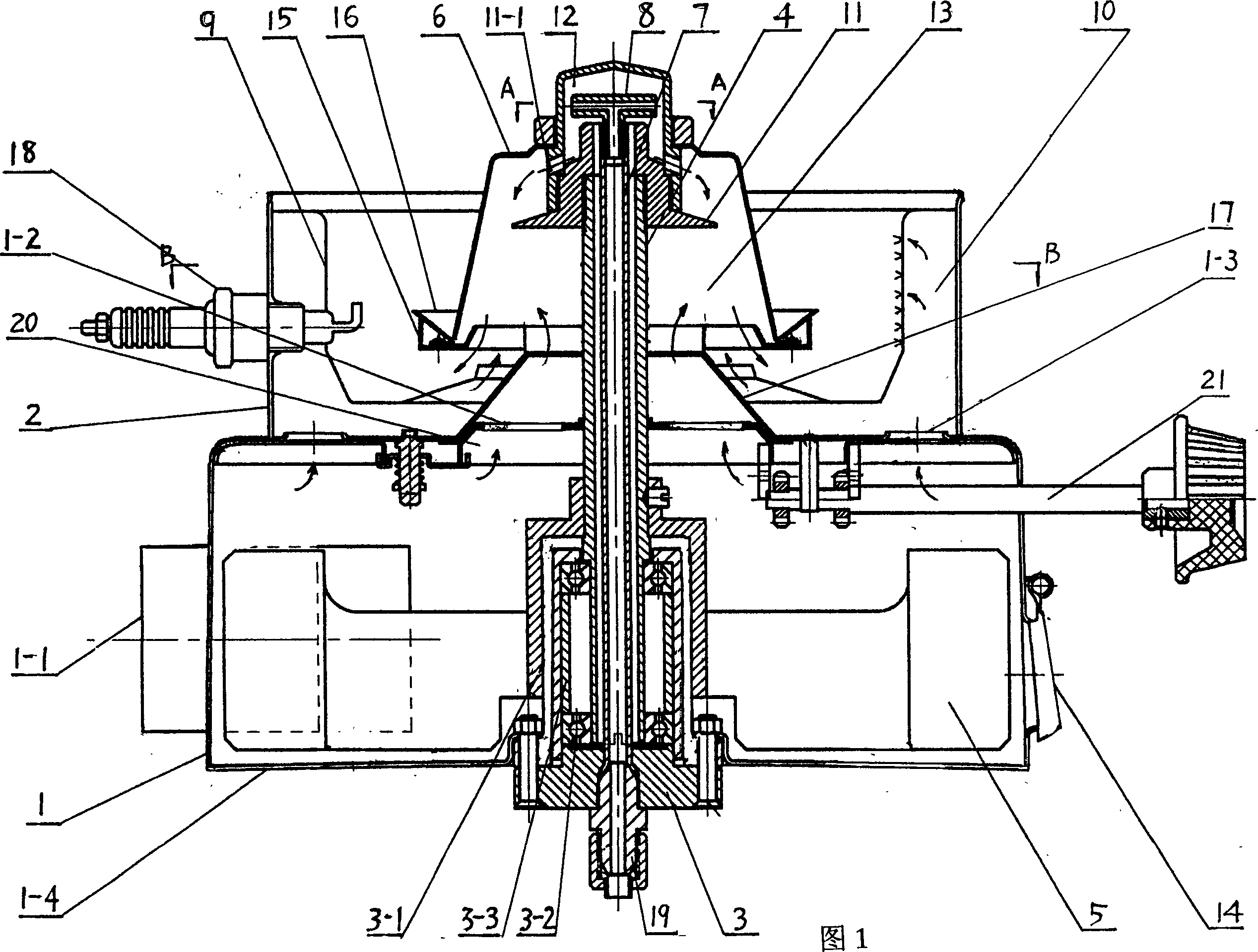 Spindle central oil feeding burner