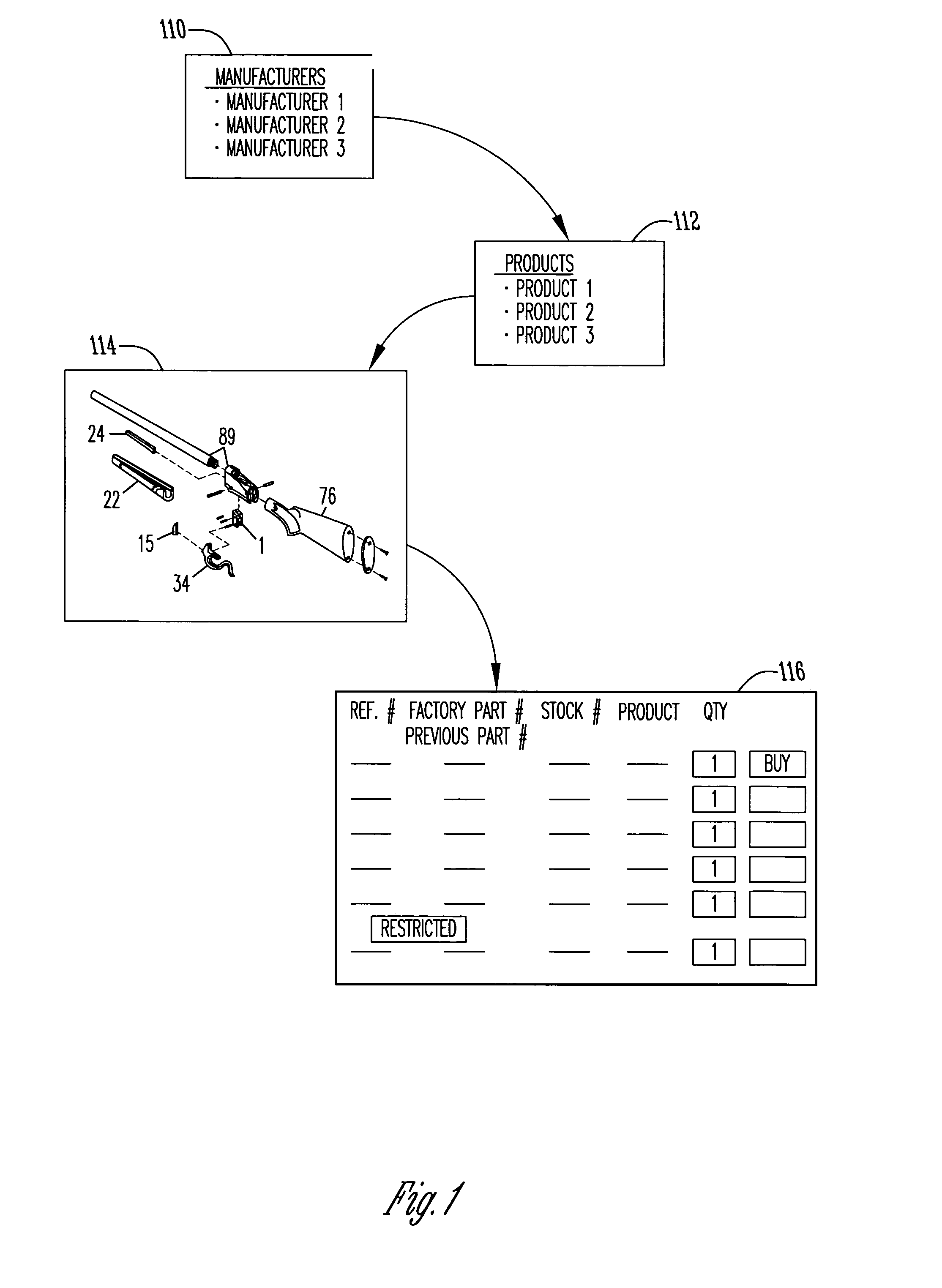 Method for on-line parts ordering