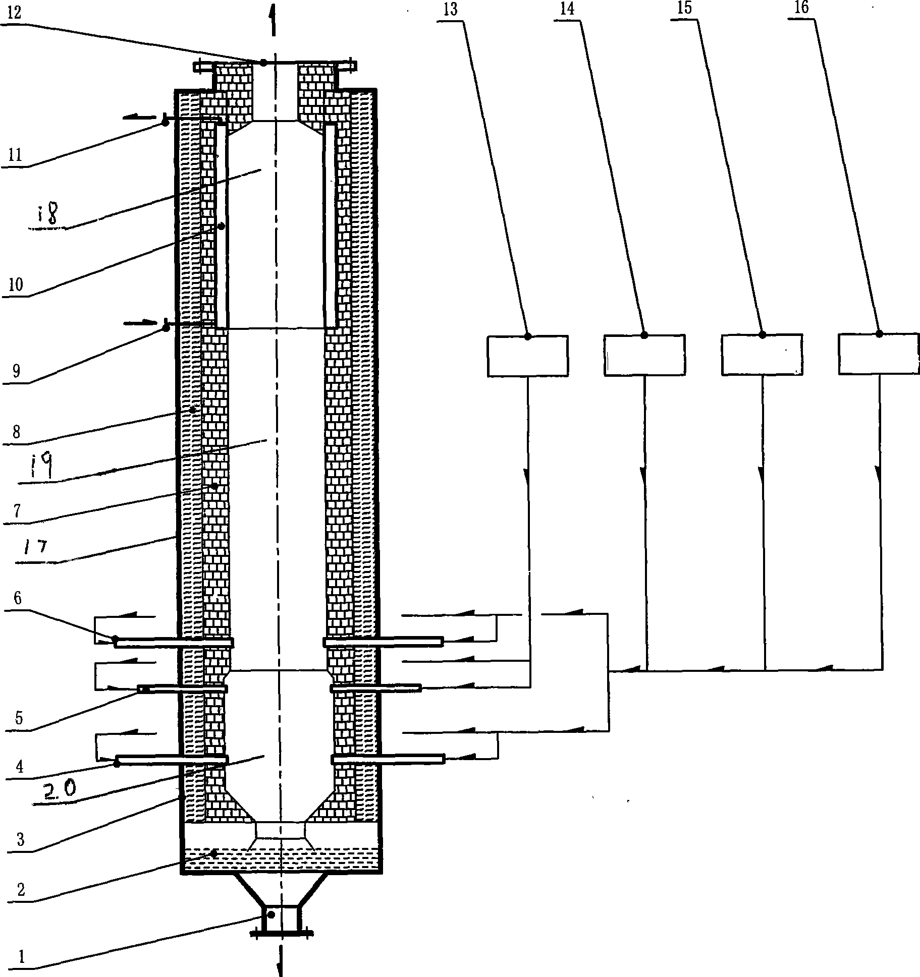 Dry coal dust gasification furnace for carbon dioxide emission reduction