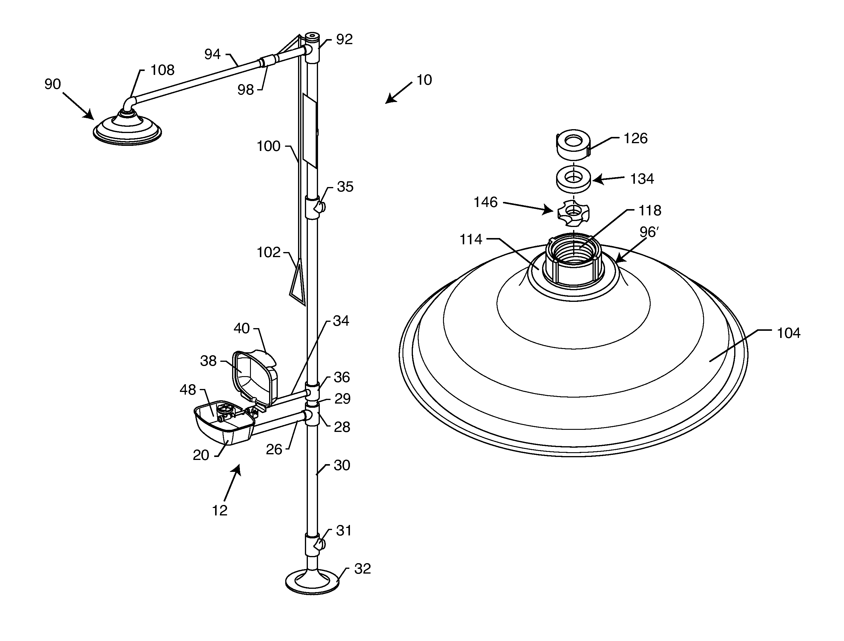 Emergency eyewash unit