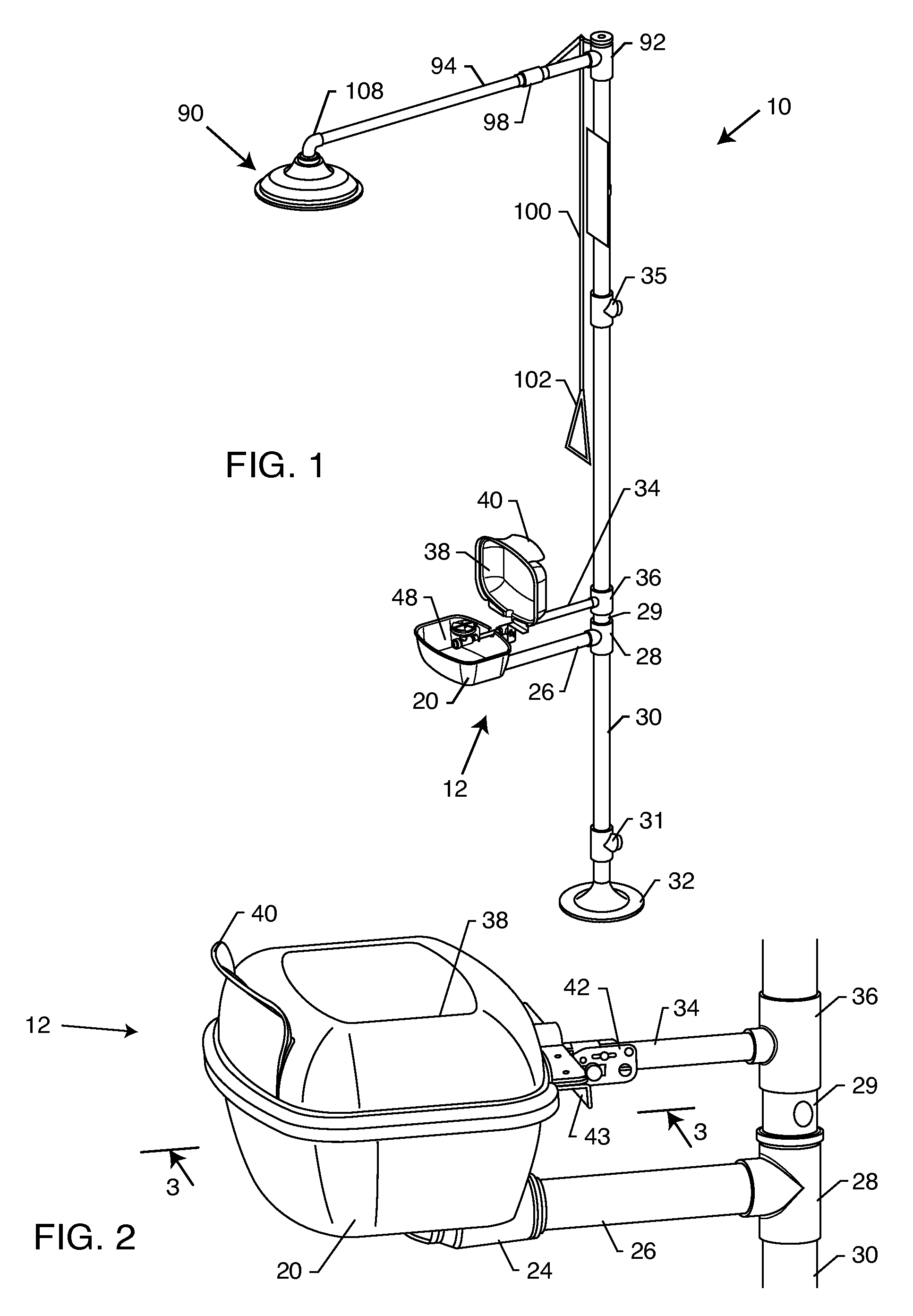 Emergency eyewash unit