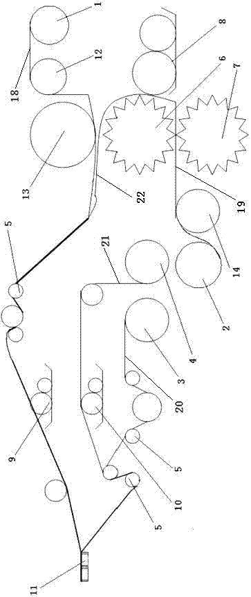 Composite tissue corrugated paper board as well as production process and production equipment thereof