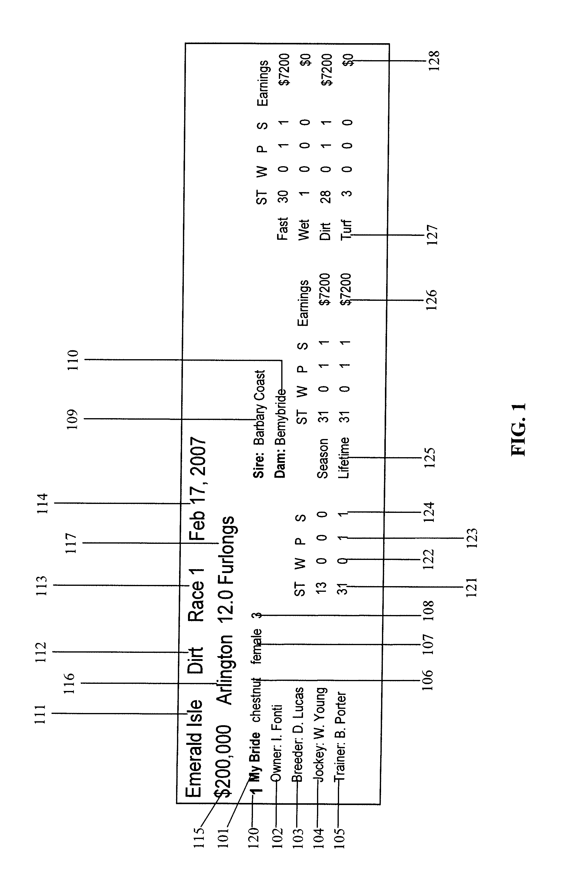 System and method for generating and displaying a horse racing form for use with a virtual horse race