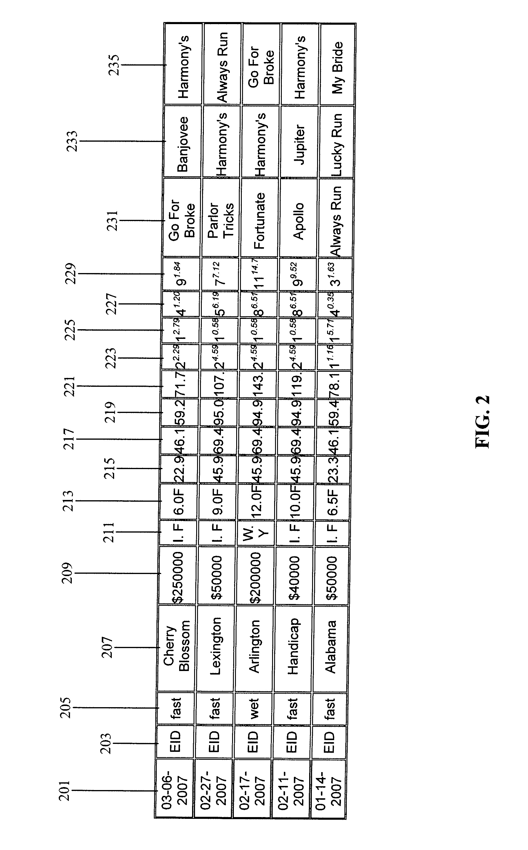 System and method for generating and displaying a horse racing form for use with a virtual horse race