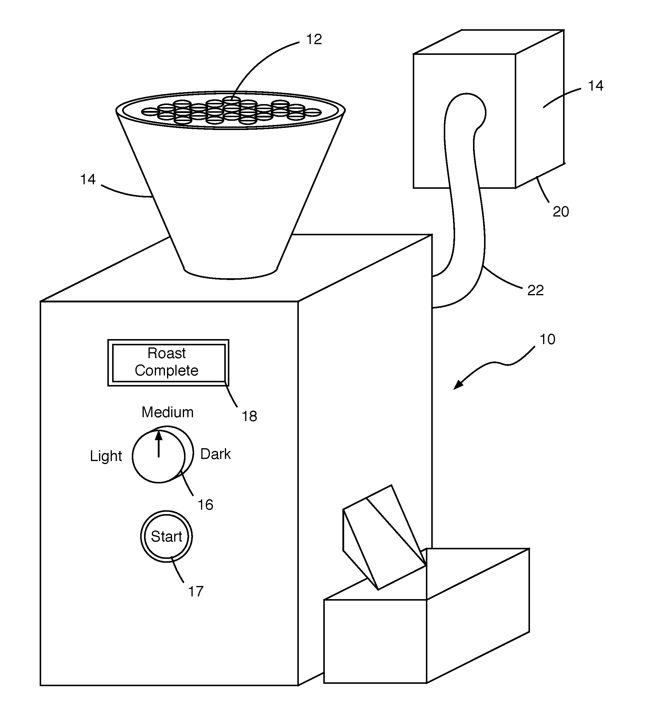 Apparatus and system for roasting coffee beans