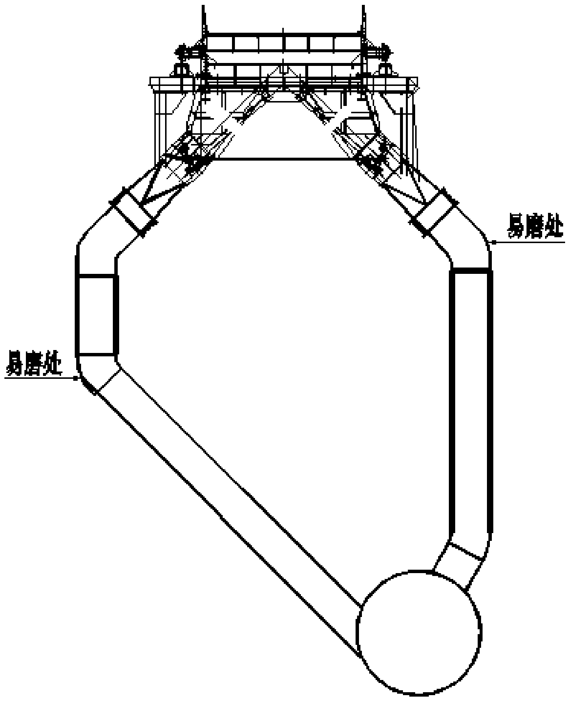 Wear-resisting sintering wind box branch pipe and online repair method