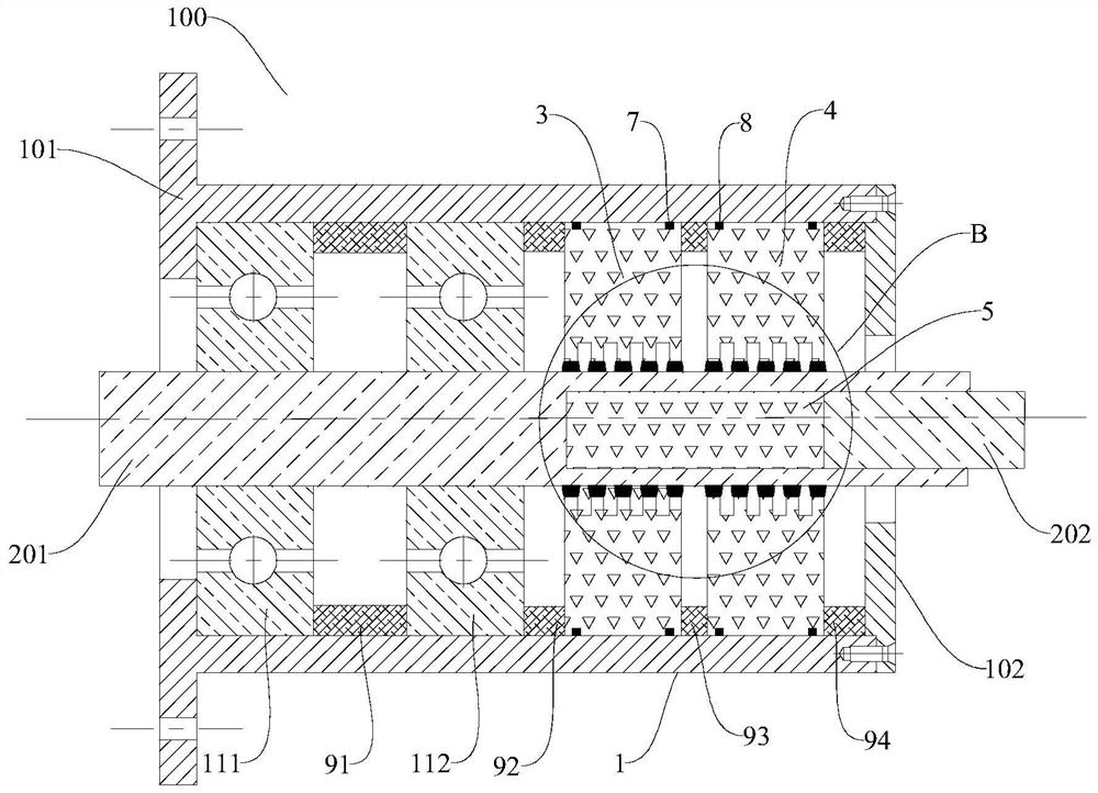 Magnetic liquid sealing device with embedded permanent magnet