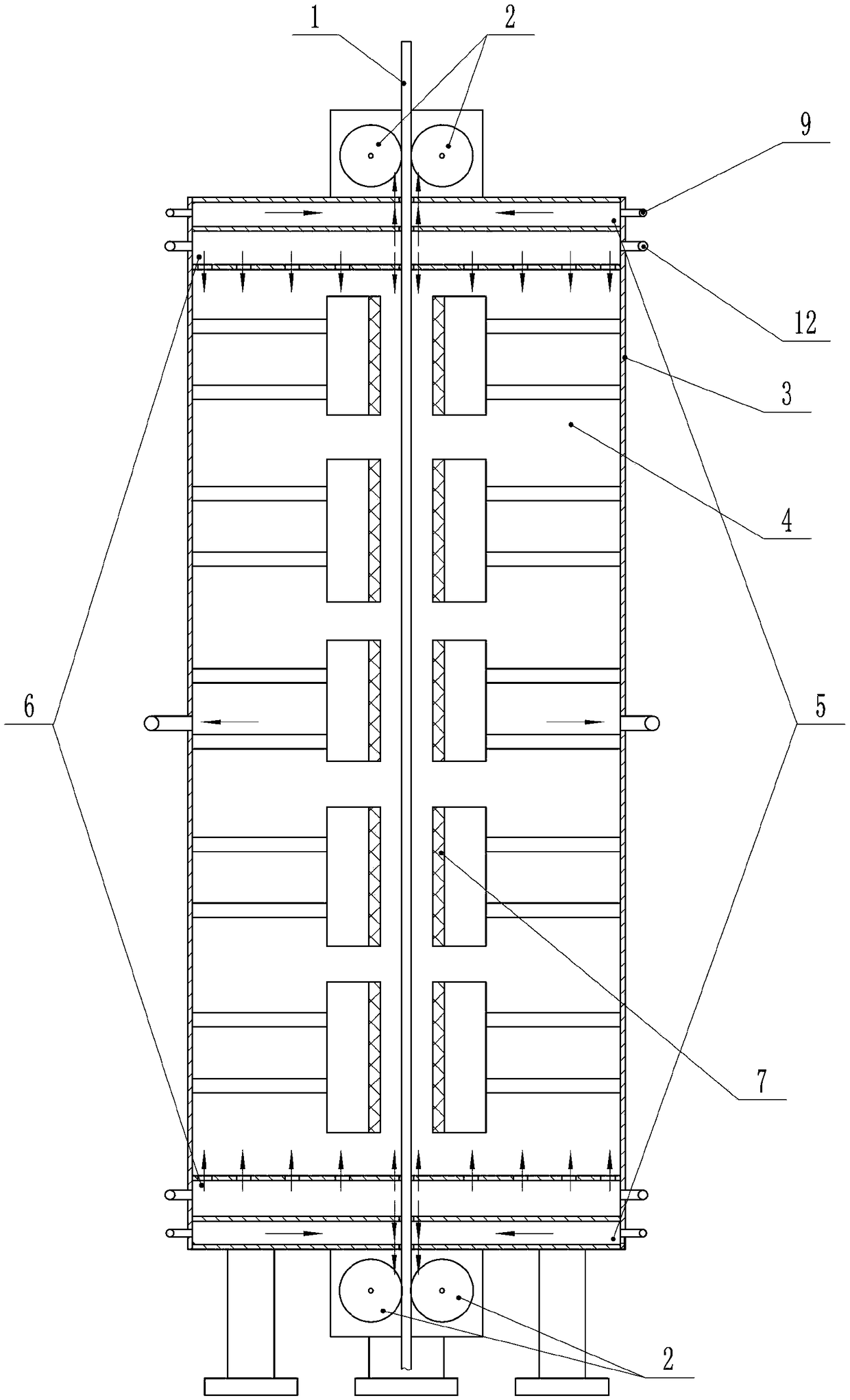 A device and method for drying iron-nickel battery slurry tape