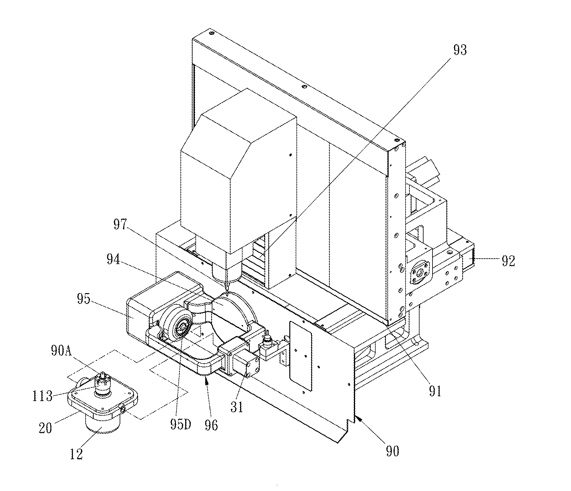 Ultrasonic positioning device for five-axis machine