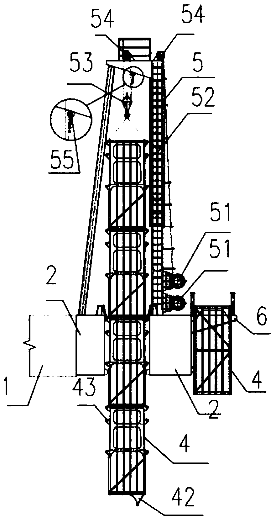 Throwing-filling structure system and working method thereof