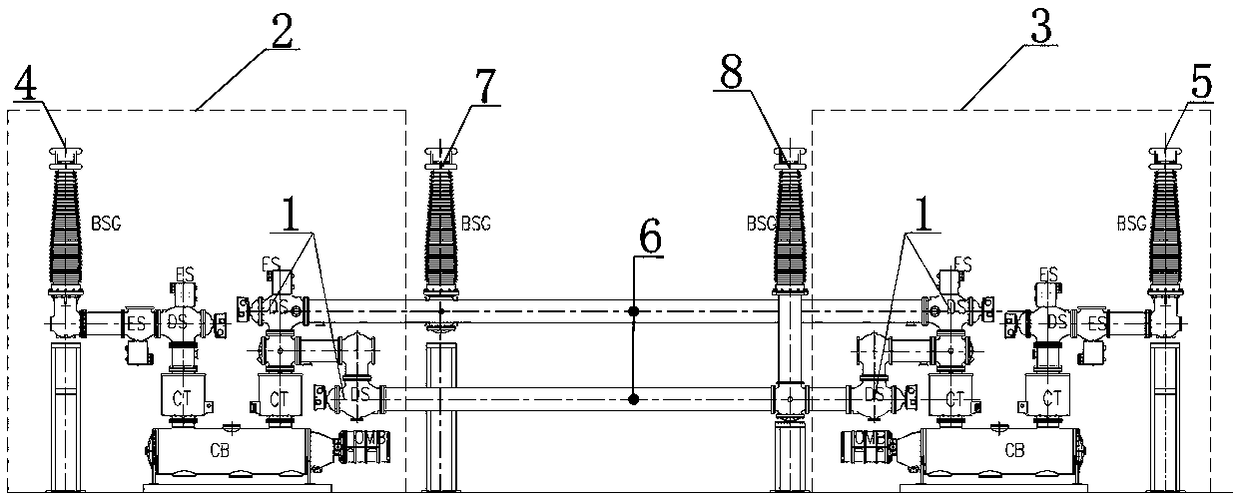 220kV double-interval modular HGIS electric wiring device