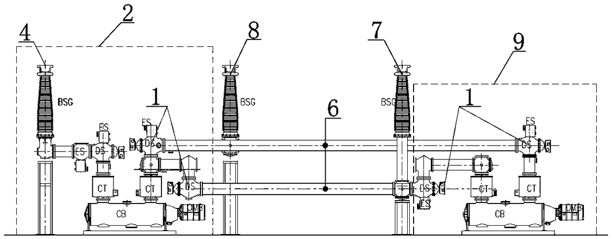 220kV double-interval modular HGIS electric wiring device