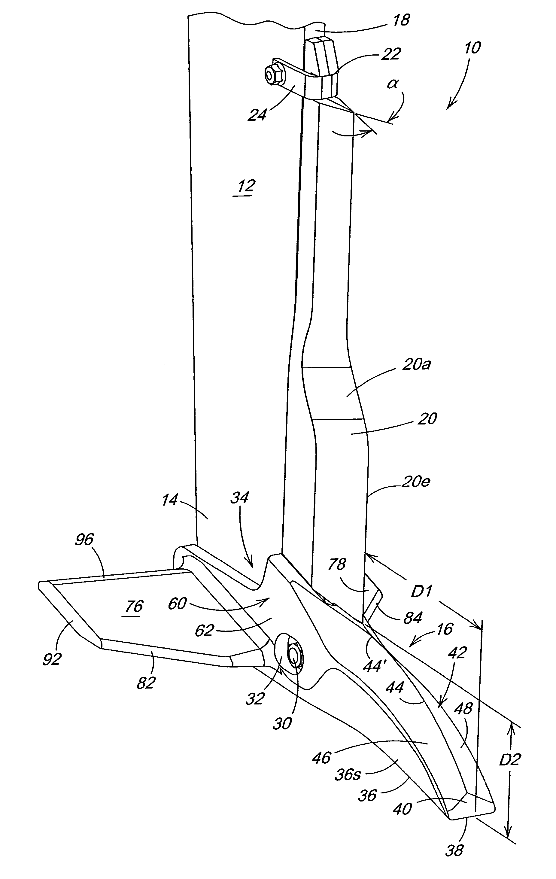 Low disturbance deep tillage point