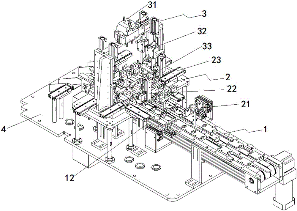 Automatic assembling system for carrier box and light guiding pillar of electric energy meter