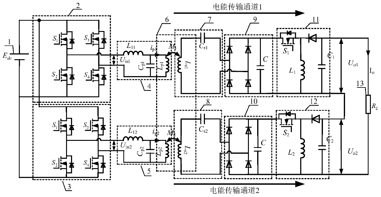 Electric automobile wireless charging method and system based on double transmission-double picking mode