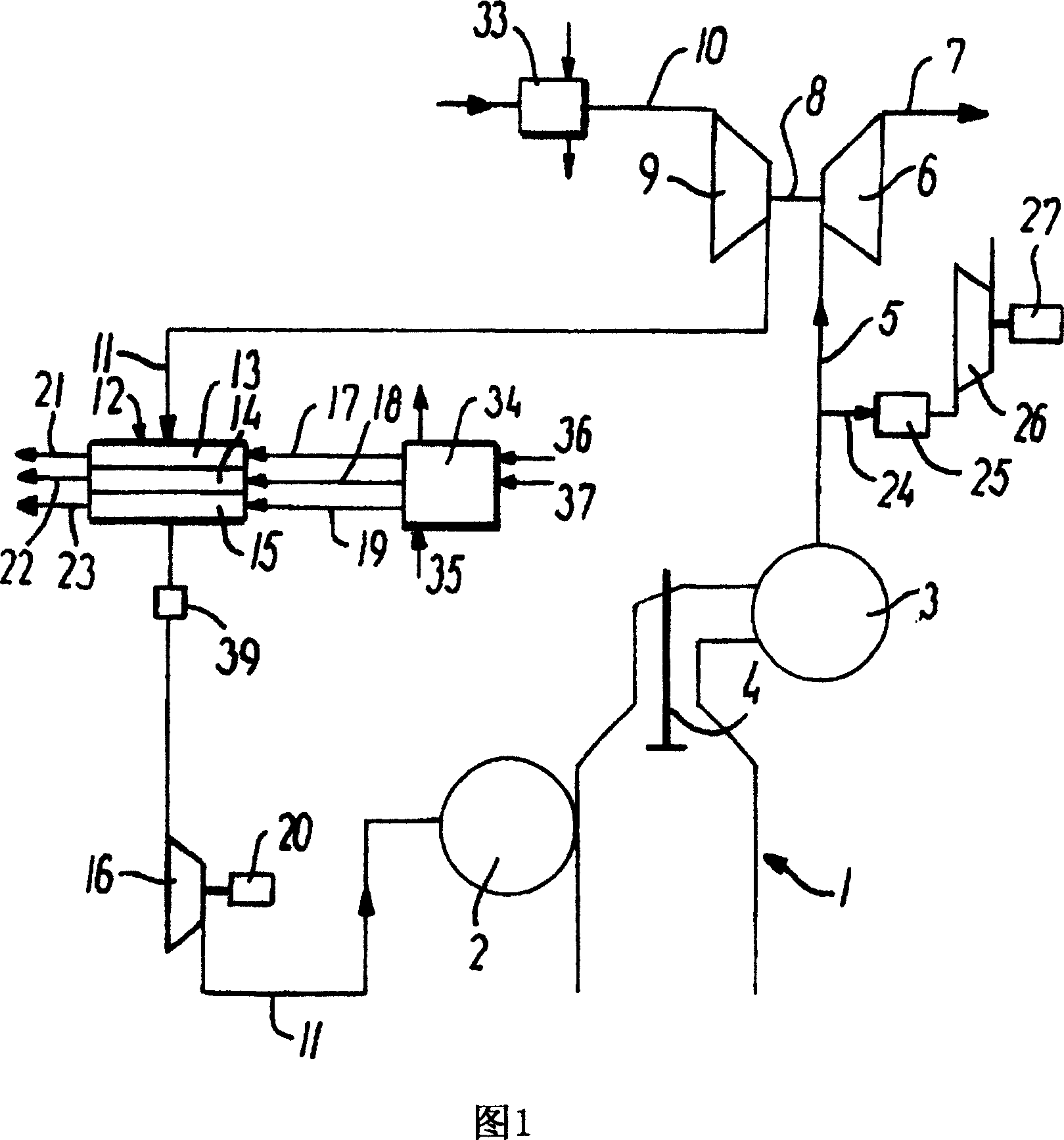 Large internal combustion engine with supercharger