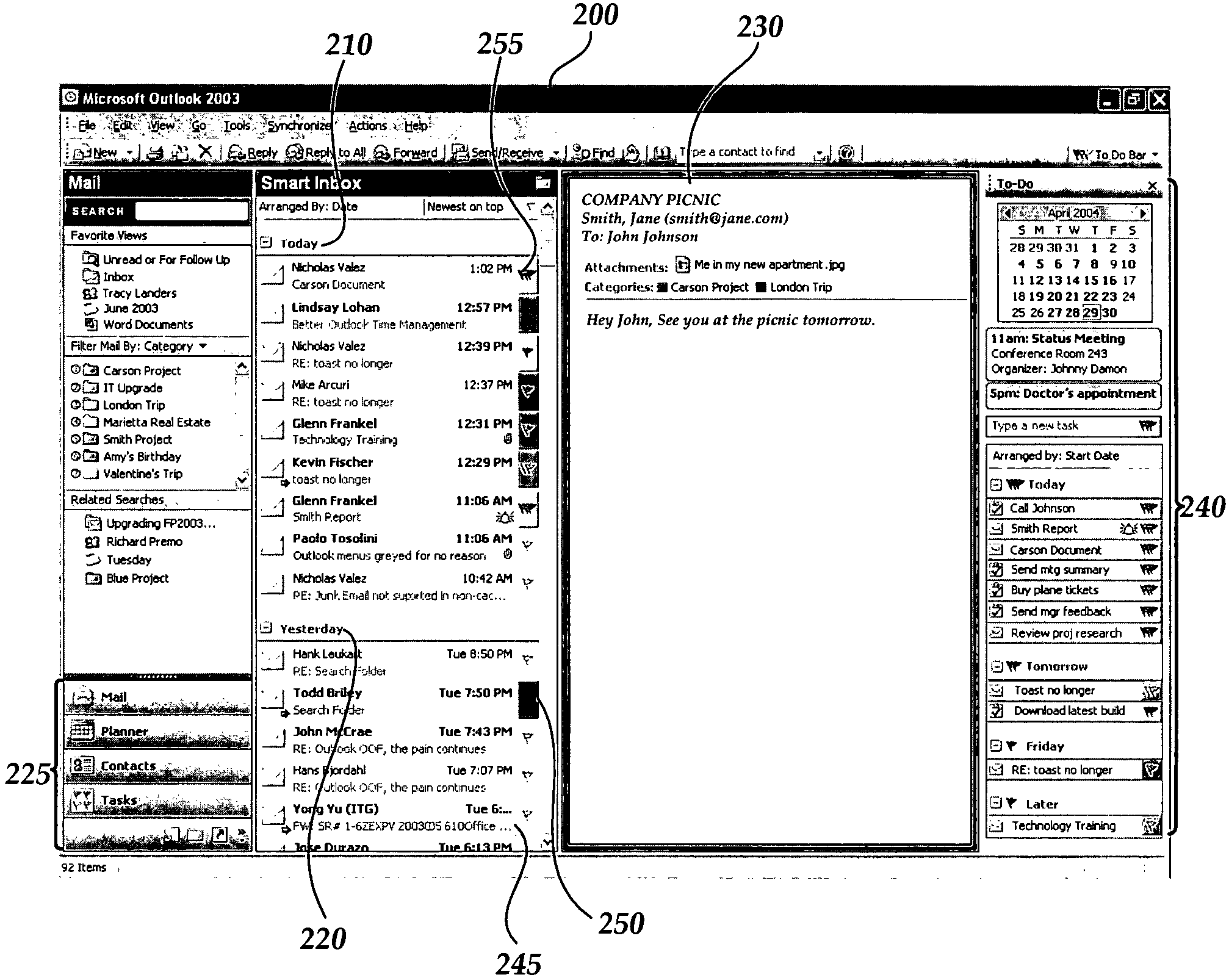 User interface for providing task management and calendar information