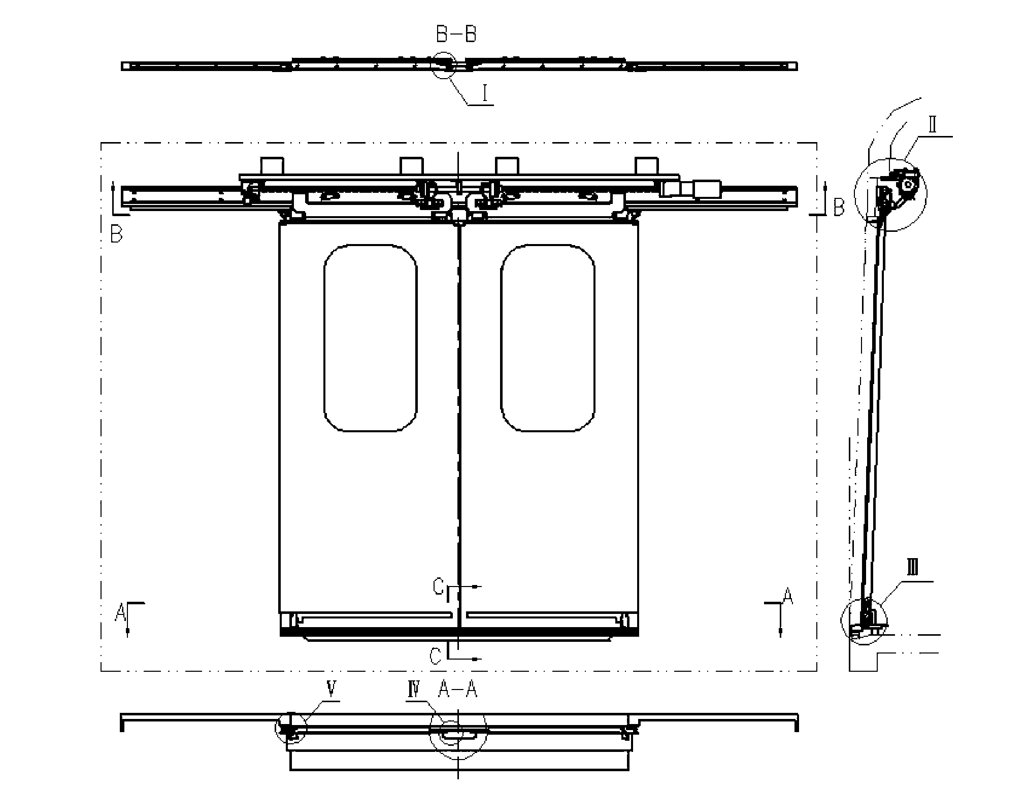 Hidden sealed door for railway vehicle