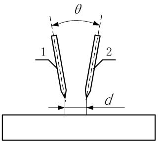 Single power supply single-surface serial double-TIG (Tungsten Inert Gas) arc welding method