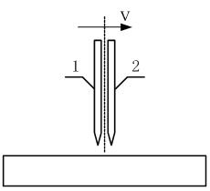 Single power supply single-surface serial double-TIG (Tungsten Inert Gas) arc welding method