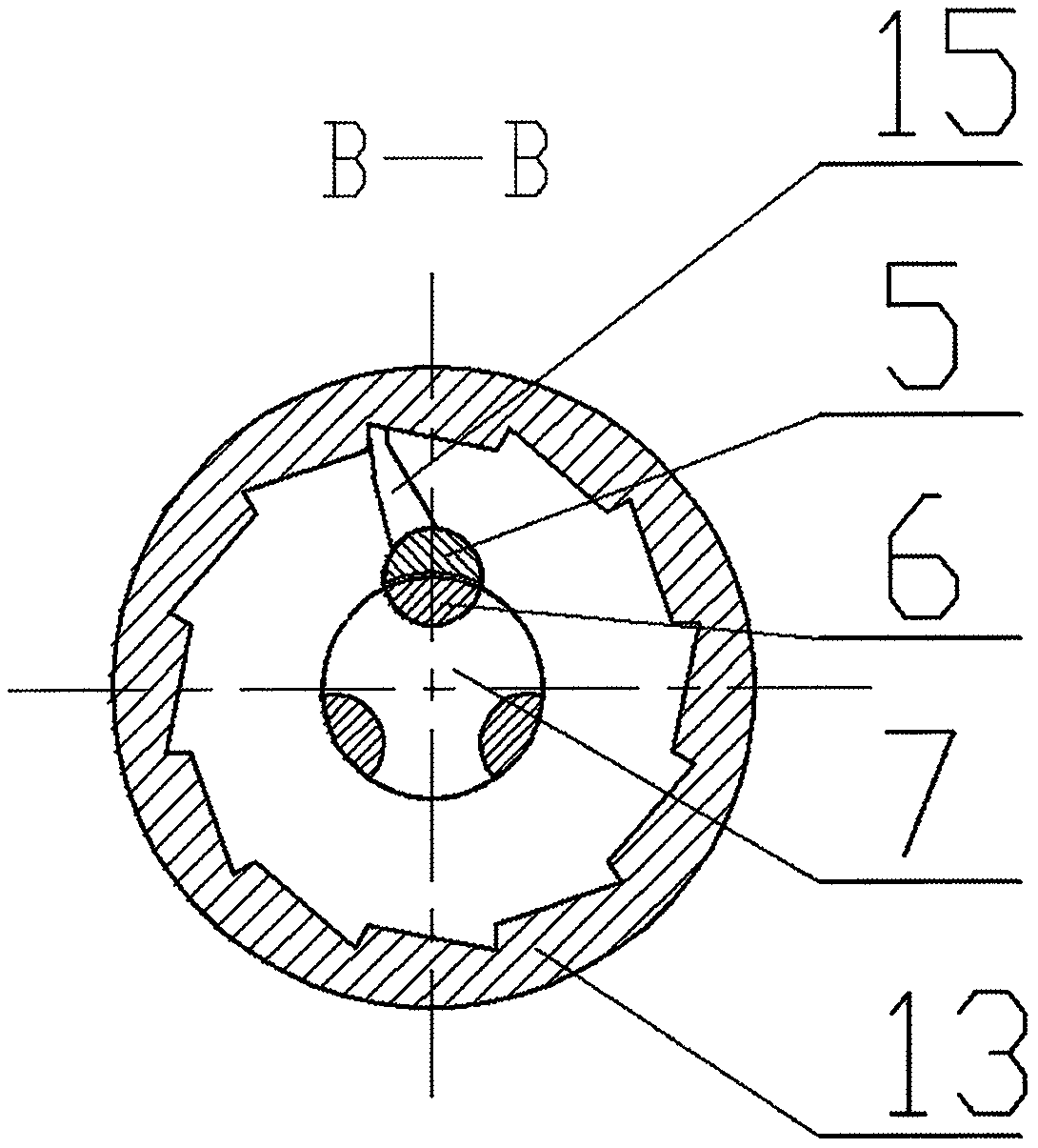 Rotating key ratchet clutching mechanism for coaxial transmission